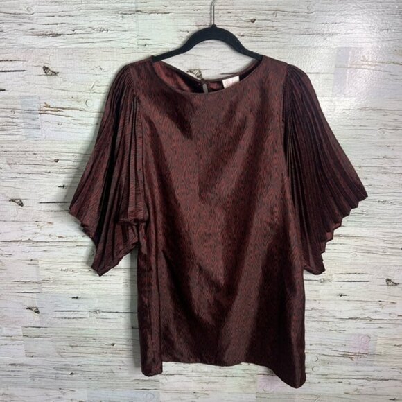 Parker Red and Black Mini Dress with Bishop Sleeves - Picture 1 of 7